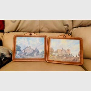 Vintage Farmhouse/Countryside Wooden Wall Plaque Prints Size 9.5"x7.5"